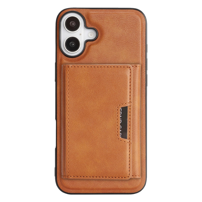 A-One Brand - iPhone 17 Mobilskal MagSafe Kickstand Tri-fold Korthållare - Brun