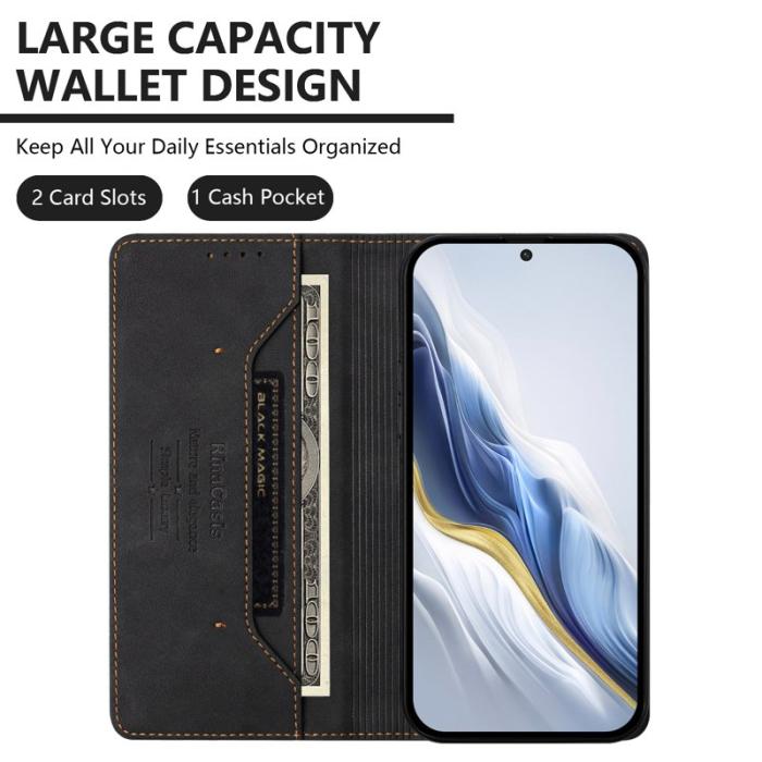 OEM - RINACASIS Samsung Galaxy A57 Plånboksfodral Konstläder RFID Skydd - Svart