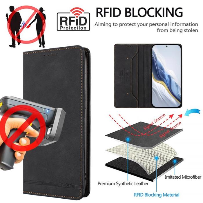 OEM - RINACASIS Samsung Galaxy A57 Plånboksfodral Konstläder RFID Skydd - Svart