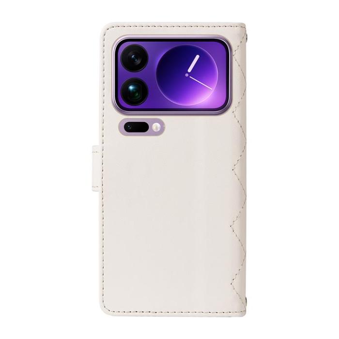 A-One Brand - Xiaomi 17 Pro Plånboksfodral Rhombus Läder Med Rem - Vit