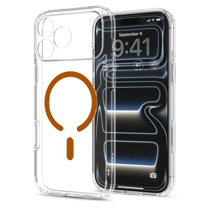 Spigen - Spigen Mobilskal För iPhone 18 Pro/17 Pro Magsafe Ultra Hybrid - Clear/Orange
