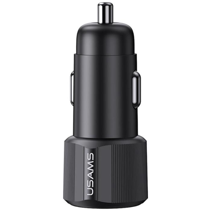 USAMS - USAMS Billaddare 60W 1xUSB-A 1xUSB-C YT - Svart