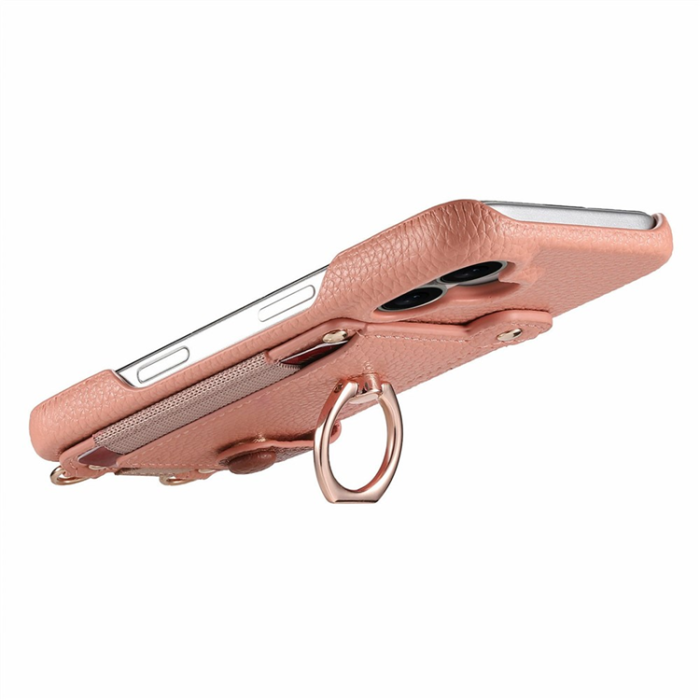 A-One Brand - Mobilskal till iPhone 16e med Korthållare Ring Kickstand - Rosa