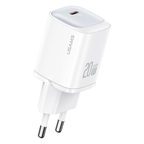 USAMS Väggladdare CC248 20W GaN USB-C HC-serien CC248TC02 – Vit