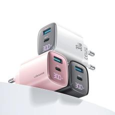 USAMS - USAMS V&auml;ggladdare CC229 30W GaN USB-C/USB-A XC-serien CC229TC01 &ndash; Svart