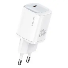 USAMS - USAMS V&auml;ggladdare CC248 20W GaN USB-C HC-serien CC248TC02 &ndash; Vit