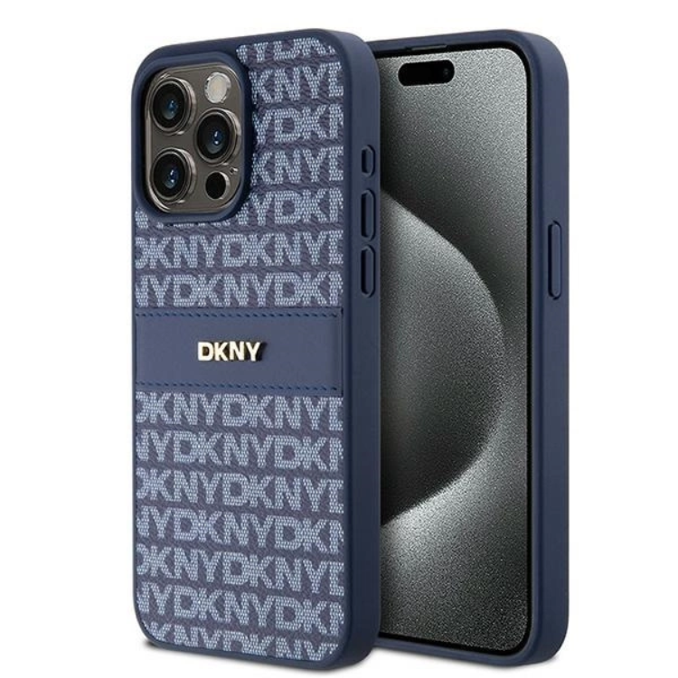 DKNY iPhone 15 Pro Max Mobilskal Läder Mono Stripe & Metal Logo | 2353 | AlltMobil