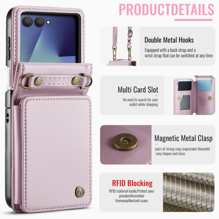 Caseme - CASEME Galaxy Z Flip 7 Plånboksfodral RFID Blocking C22 - Rosa