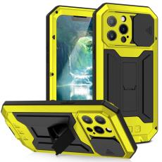R-JUST - R-JUST iPhone 13 Pro Fodral Kickstand med Tempererat Glas - Gul
