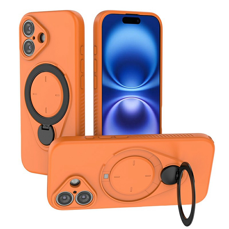 iPhone 16 Mobilskal MagSafe Rotating Kickstand TPU PC - Orange (Orange) | 2353 | AlltMobil