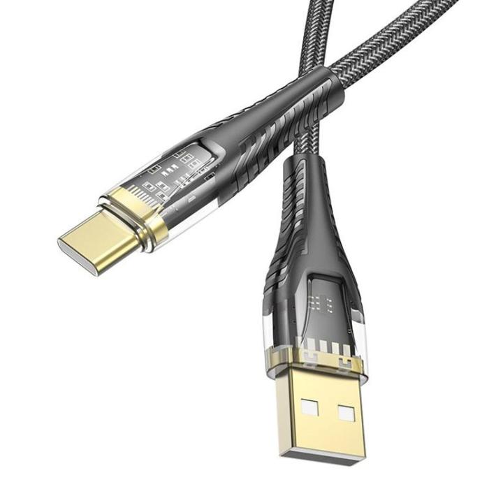 Hoco - HOCO USB-A till USB-C Kabel 2.4A 1.2m U121 - Svart