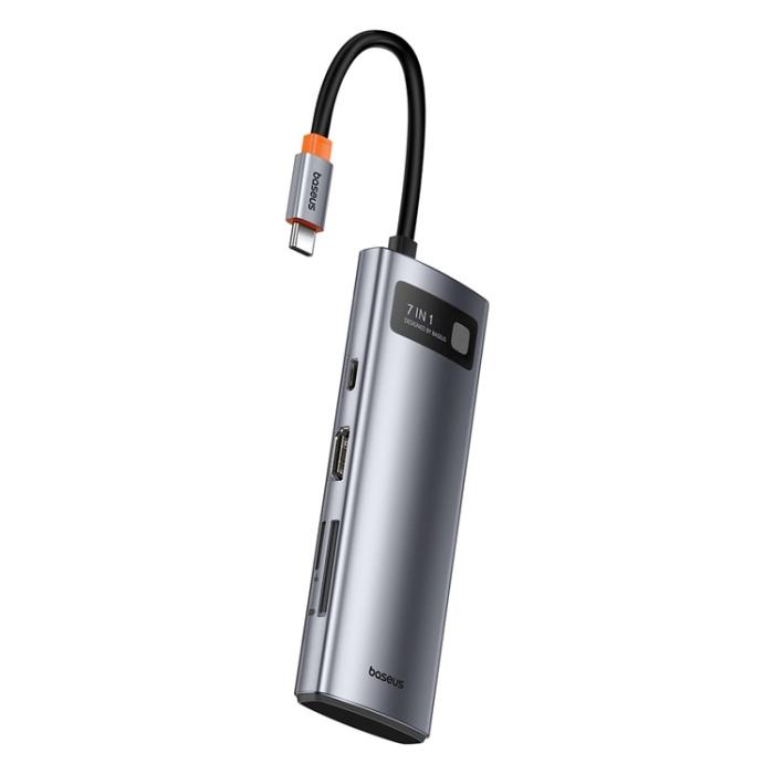 BASEUS - Baseus Hub 7in1 Metal Gleam Series - Grå