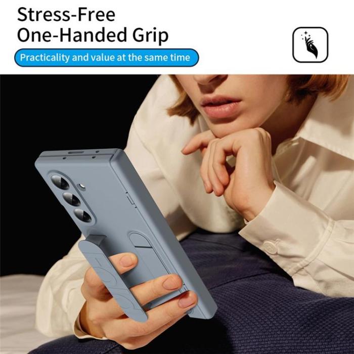A-One Brand - Mobilskal För Galaxy Z Fold 8 Kickstand med Skärmskydd - Mörkgrå