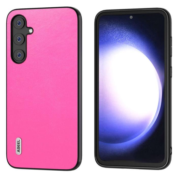 ABEEL - ABEEL Mobilskal till Samsung Galaxy S23 FE - Texturerad PU Läder - Rosa