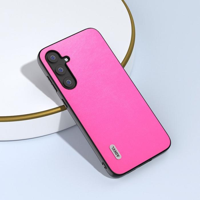 ABEEL - ABEEL Mobilskal till Samsung Galaxy S23 FE - Texturerad PU Läder - Rosa