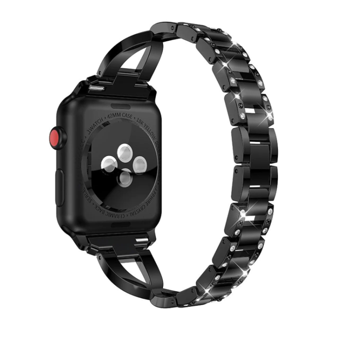 A-One Brand - Armband kompatibelt med Apple Watch 2/3/4/5/6/7/SE (38/40/41mm) - Svart