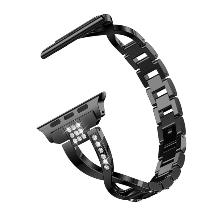 A-One Brand - Armband kompatibelt med Apple Watch 2/3/4/5/6/7/SE (38/40/41mm) - Svart