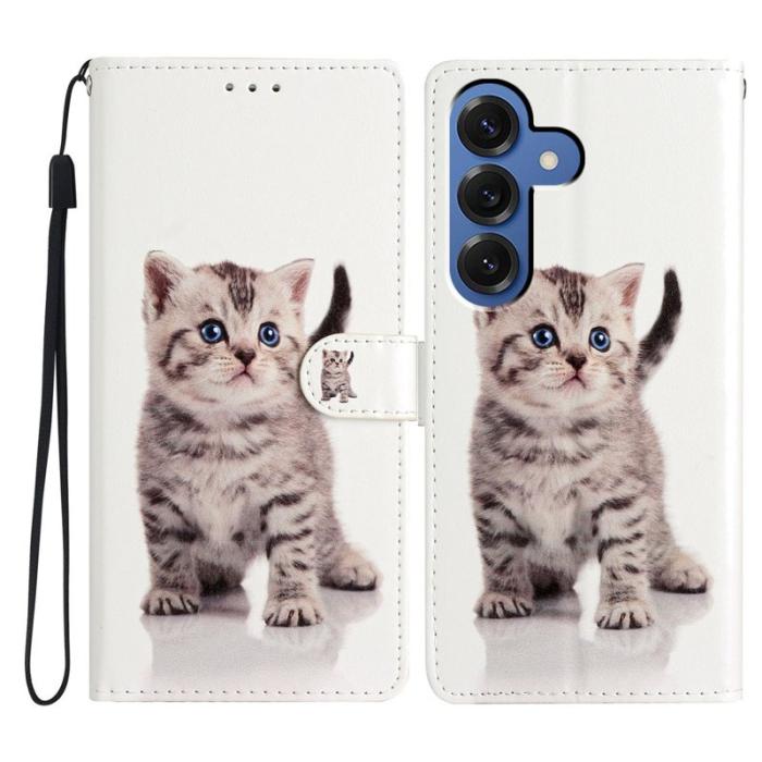 OEM - Samsung Galaxy S26 Plus Plånboksfodral Konstläder Mönstertryck Ställ - Söt Katt