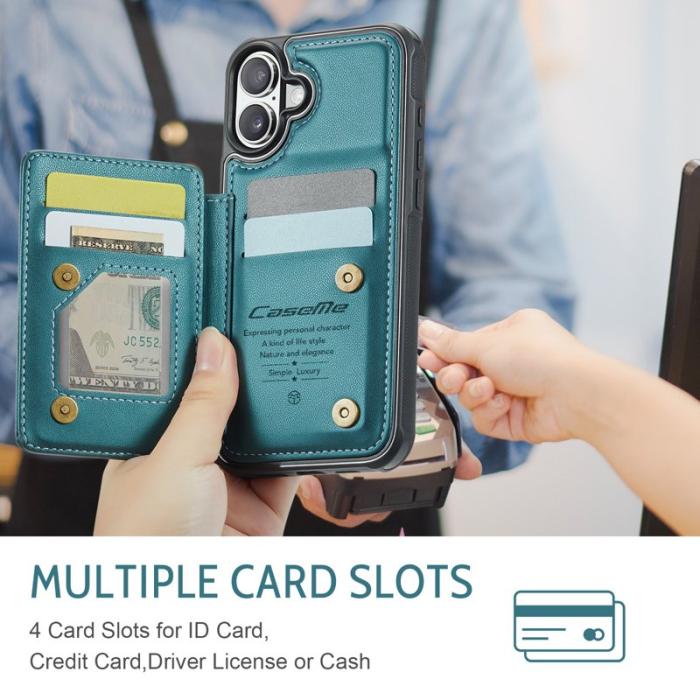 Caseme - CASEME C22 Mobilskal till iPhone 17 med RFID Skydd 5 Kort Grön