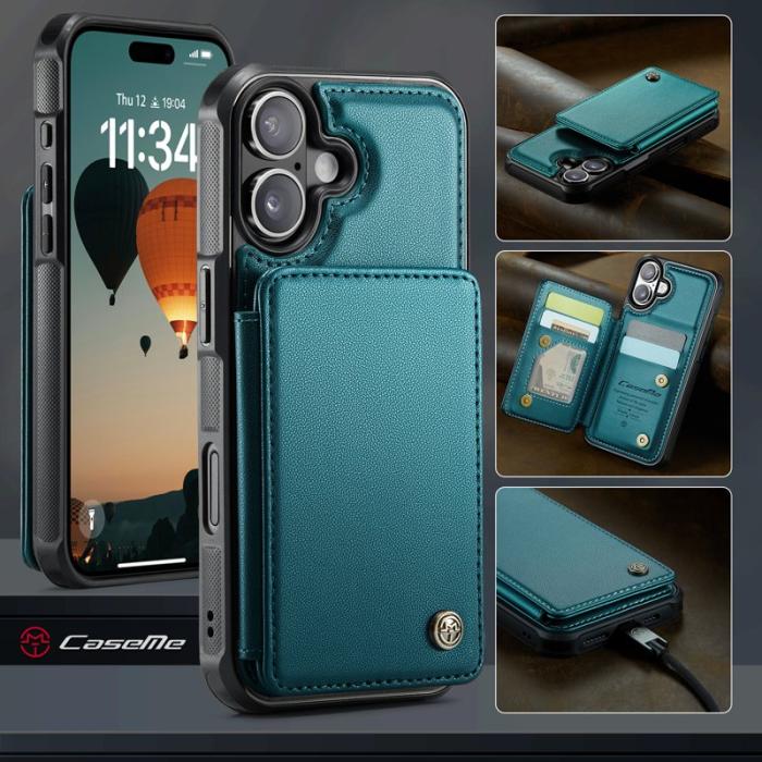 Caseme - CASEME C22 Mobilskal till iPhone 17 med RFID Skydd 5 Kort Grön