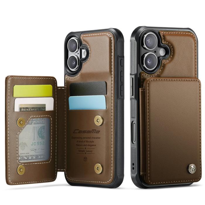 Caseme - CASEME C22 Mobilskal till iPhone 17 med RFID Skydd 5 Kortfack - Brun