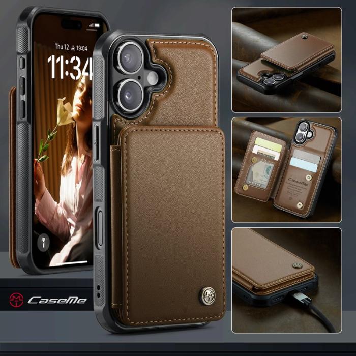 Caseme - CASEME C22 Mobilskal till iPhone 17 med RFID Skydd 5 Kortfack - Brun