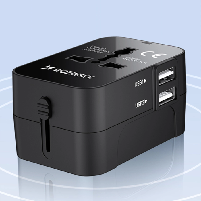 Wozinsky - Wozinsky Universal Reseadapter 24W 2xUSB-A EU/US/AUS/UK- Svart