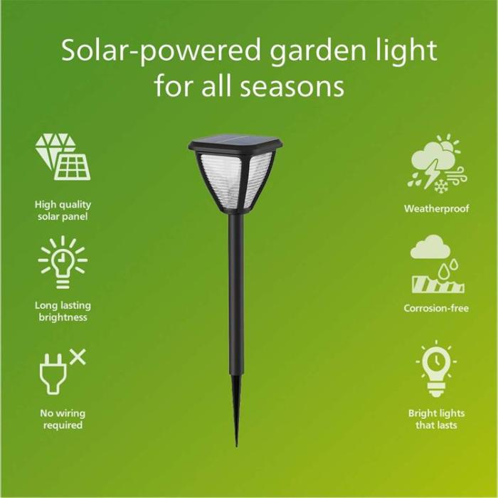 Philips - Philips Vapora Trädgårdslampa Solcell LED 200lm - Svart
