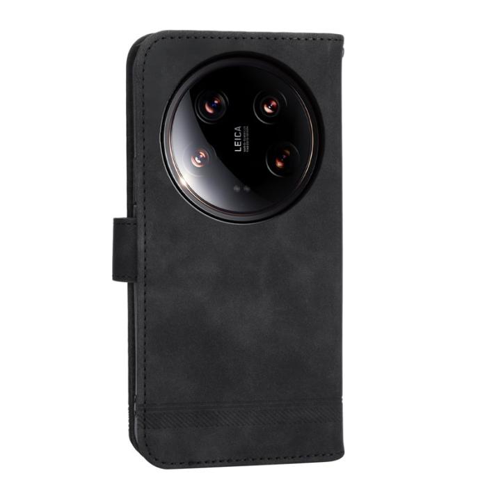 DIERFENG - DIERFENG DF-03 Plånboksfodral för Xiaomi 14 Ultra - Konstläder - Svart