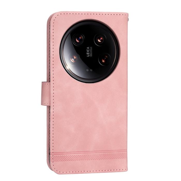 DIERFENG - DIERFENG DF-03 Plånboksfodral för Xiaomi 14 Ultra - Konstläder - Rosa