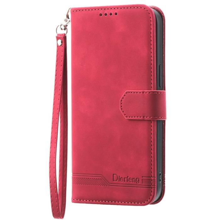 DIERFENG - DIERFENG DF-03 Konstläder Plånboksfodral för Xiaomi 14 Ultra - Röd