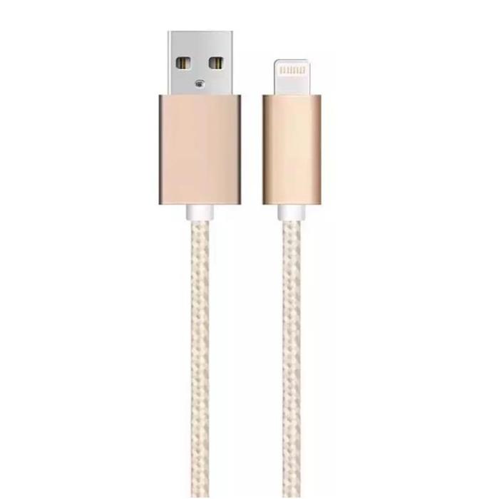 SiGN - SiGN USB-A till Lightning Kabel 12W 1m - Guld/Nylon