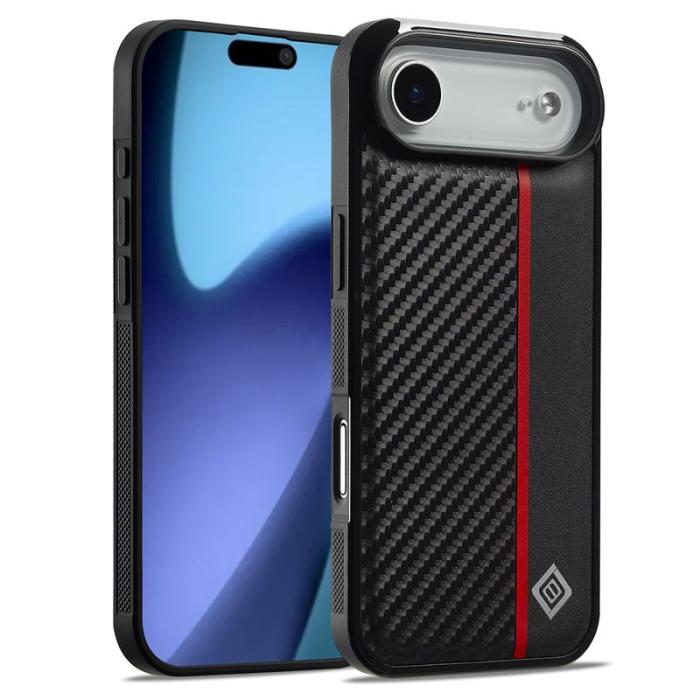 LC.imeeke - LC.IMEEKE iPhone Air Fodral KonstLäder - Carbon Fiber - Svart