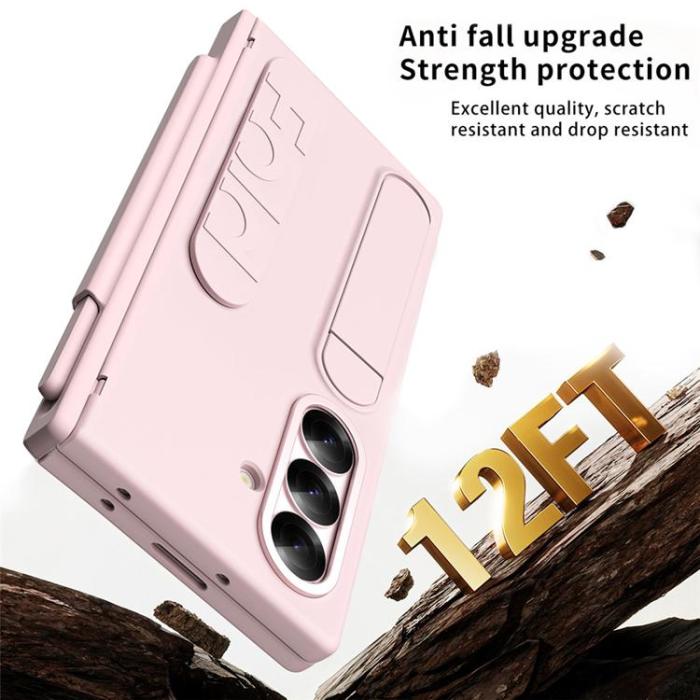 A-One Brand - Mobilskal För Galaxy Z Fold 8 Kortfack Kickstand med Skärmskydd - Rosa