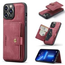 JEEHOOD - JEEHOOD iPhone 13 Pro Max Fodral Konstl&auml;der Plast Avtagbar - R&ouml;d