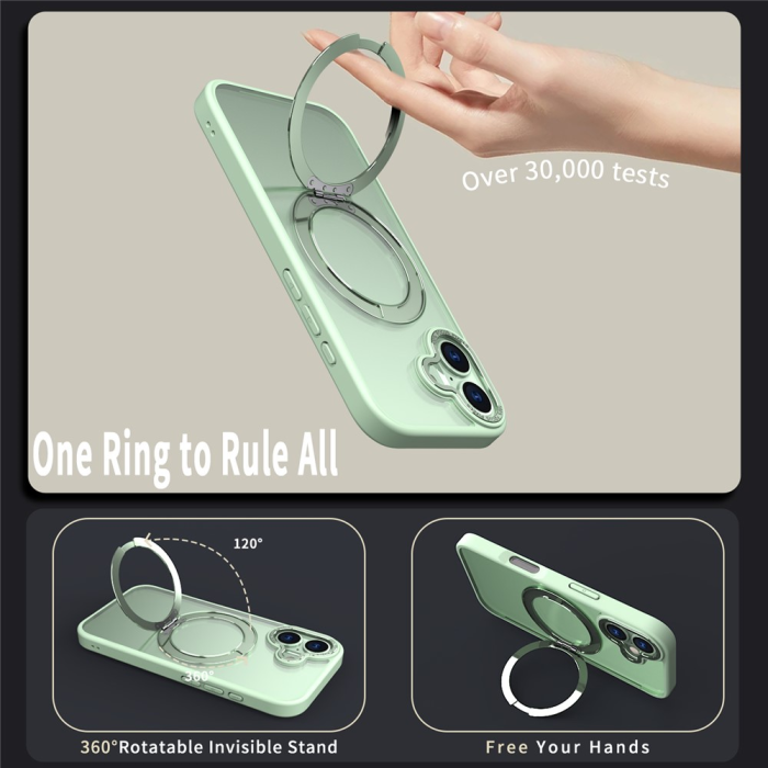 A-One Brand - iPhone 17 Mobilskal Ring Kickstand TPU PC - Grön