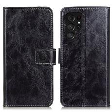 OEM - Samsung Galaxy S26 Ultra Fodral &Auml;kta L&auml;der Crazy Horse - Svart