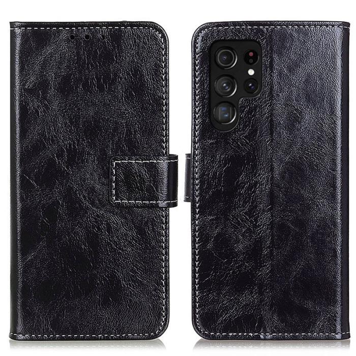 OEM - Samsung Galaxy S26 Ultra Fodral Äkta Läder Crazy Horse - Svart