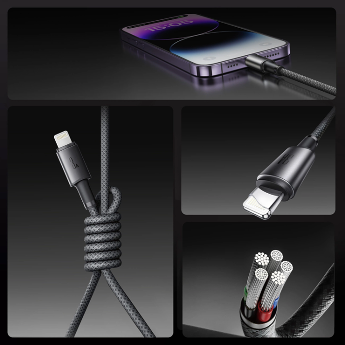 Joyroom - Joyroom S-A50 3A USB-A - Lightning Kabel 1.2m - Grå