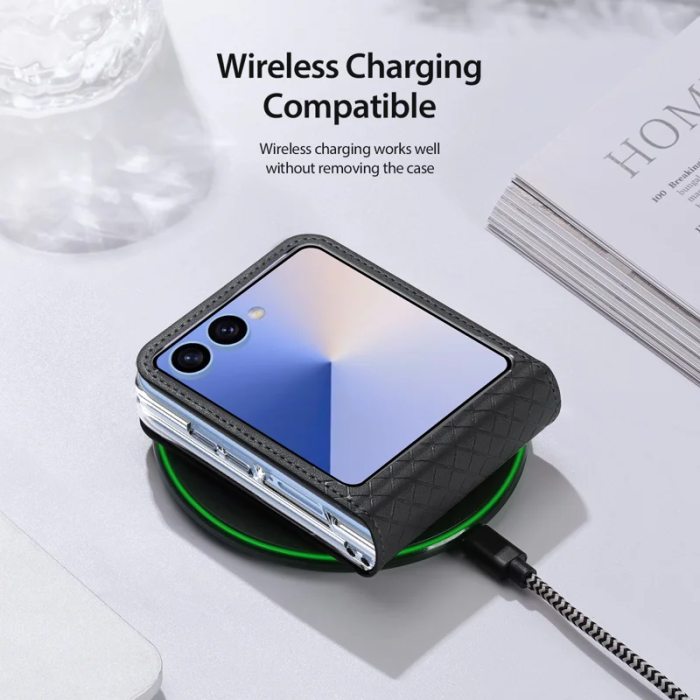 Dux Ducis - Dux Ducis Galaxy Z Flip 7 Mobilskal Läder Bril - Svart