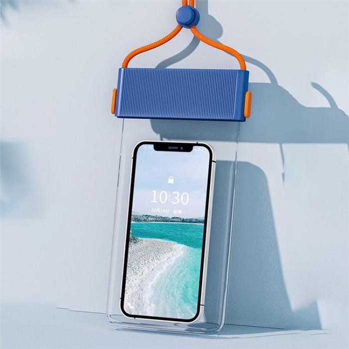 OEM - Vattentätt Universalt Mobilfodral IPX8 TPU Stripes - Mörkblå