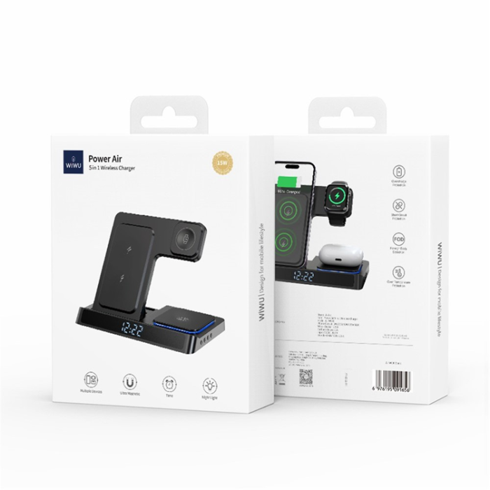 WIWU - WIWU 3in1 Trådlös Laddare Apple Watch, iPhone, Airpods Wi-W006