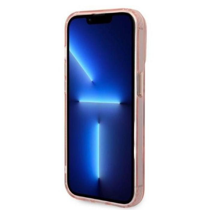 Guess - GUESS iPhone 14 Pro Skal MagSafe Gold Outline Translucent - Rosa