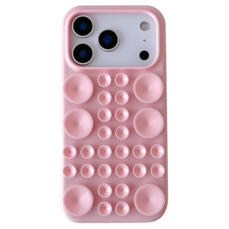 iPhone 17 Pro Mobilskal Sugkopp Silikon med Tygfoder - Rosa (Rosa) | 2353 | AlltMobil