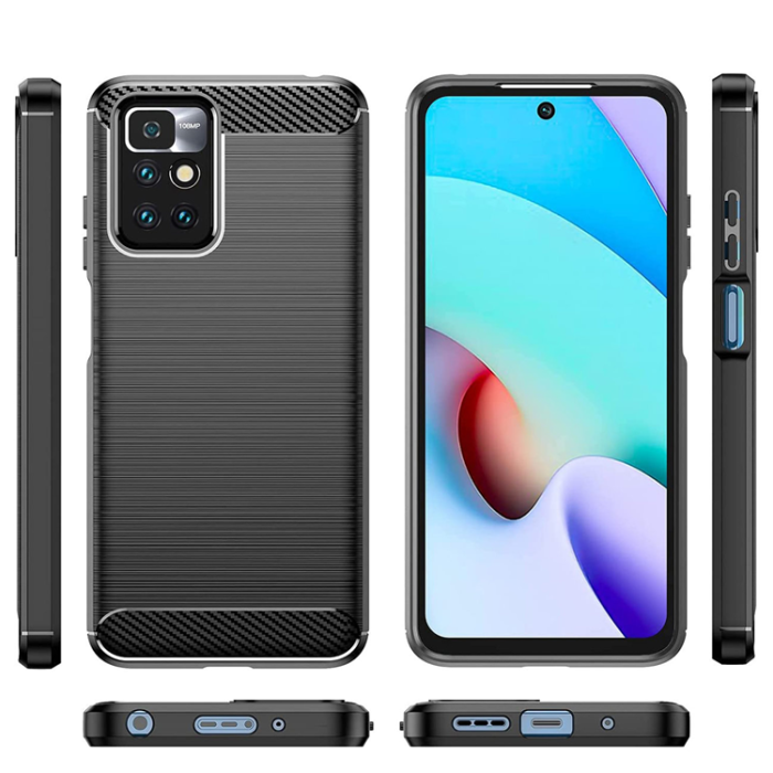 OEM - Xiaomi Redmi 10 4G (2021/2022) Skal Carbon Flexible - Svart