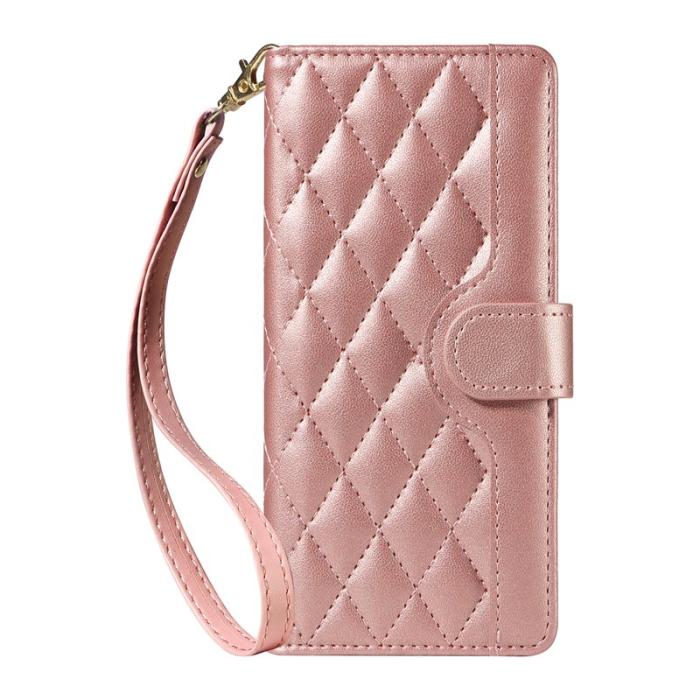OEM - Rhombus Samsung Galaxy S26 Plus Fodral Äkta Läder - Roséguld