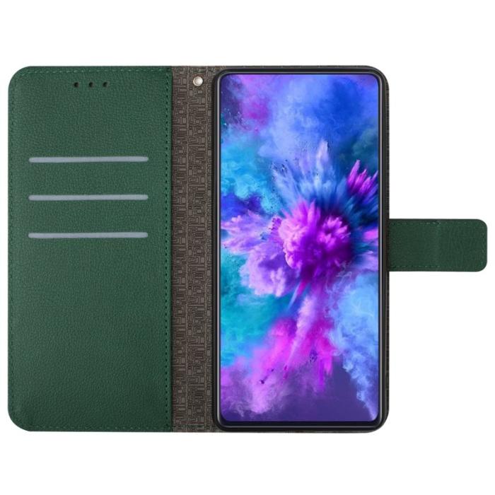 OEM - Samsung Galaxy S26 Fodral Imprint Konstläder Flip Folio - Grön