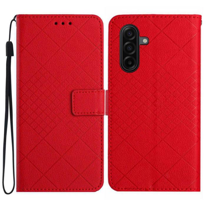 OEM - Samsung Galaxy S26 Fodral Imprint Konstläder Flip Folio - Röd