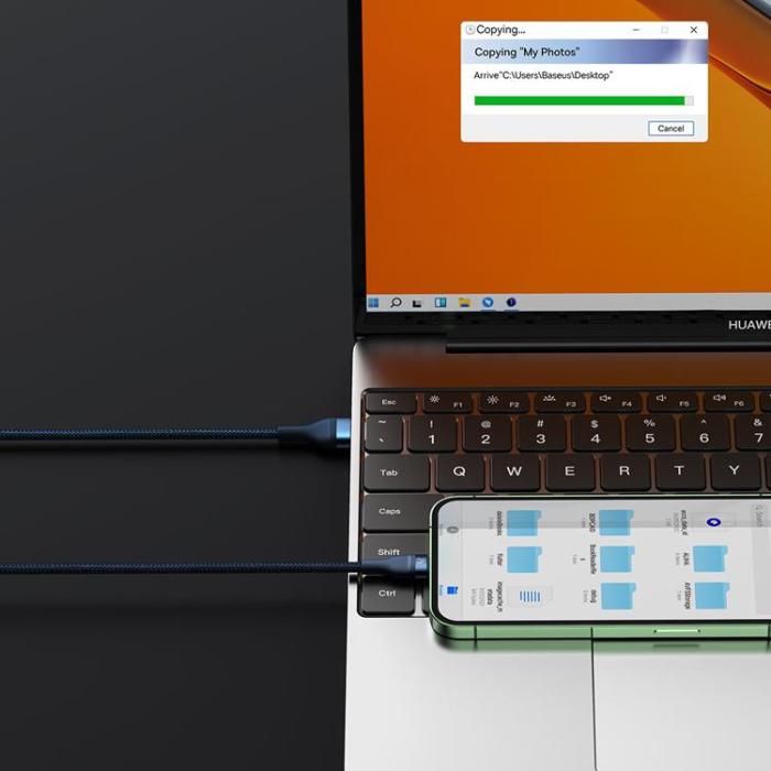 BASEUS - Baseus 3in1 Flash Series USB-C/Micro-USB/Lightning 66W 480Mb/s 1.2m - Blå