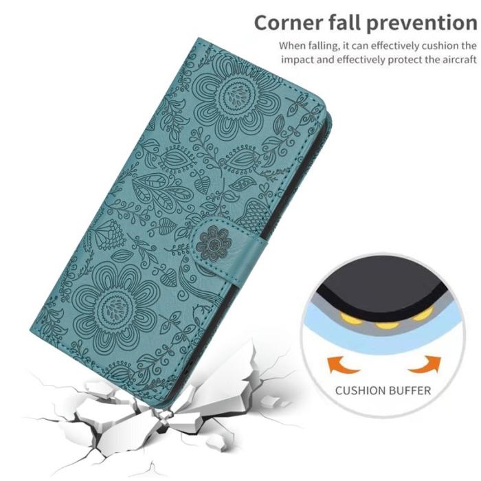 OEM - Samsung Galaxy S26 Plånboksfodral Blommönster Konstläder Flip - Grön